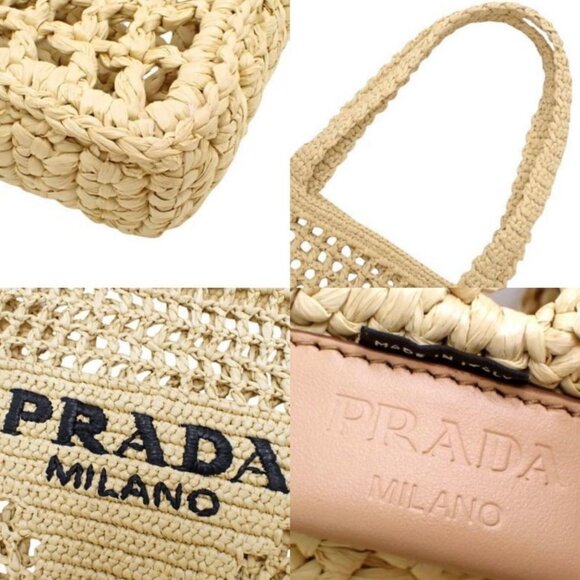 💎BRAND NEW PRADA NATURAL CROCHET RAFFIA TOTE SHOULDER BAG AUTHENTIC💎 - Picture 6 of 6